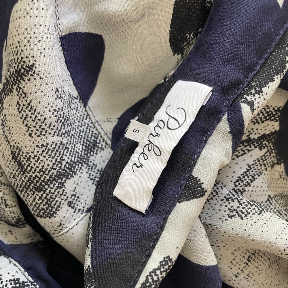 Parker Abstract Silk Navy Button Down Silk Dress - image 5